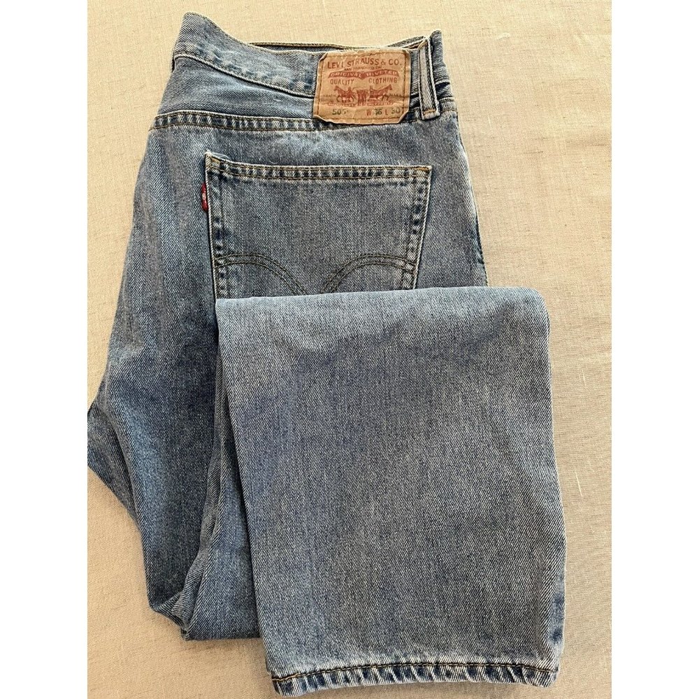 Levi's, 505 Straight Fit, Men's Denim Blue Jeans, Size 36 x30